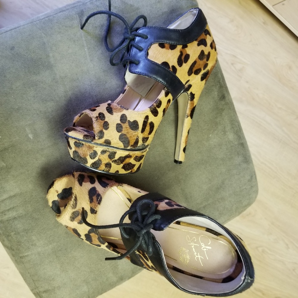 LEOPARD HEEL W/TIE UP